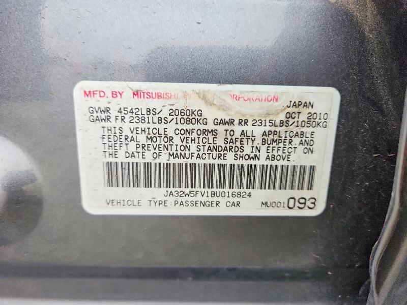 Aukcja sprzedaży 2011 Mitsubishi Lancer, vin: JA32W5FV1BU016824, numer aukcji: 48337686