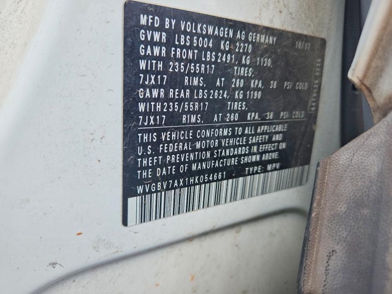49893126 :رقم المزاد ، WVGBV7AX1HK054661 vin ، 2017 Volkswagen Tiguan مزاد بيع