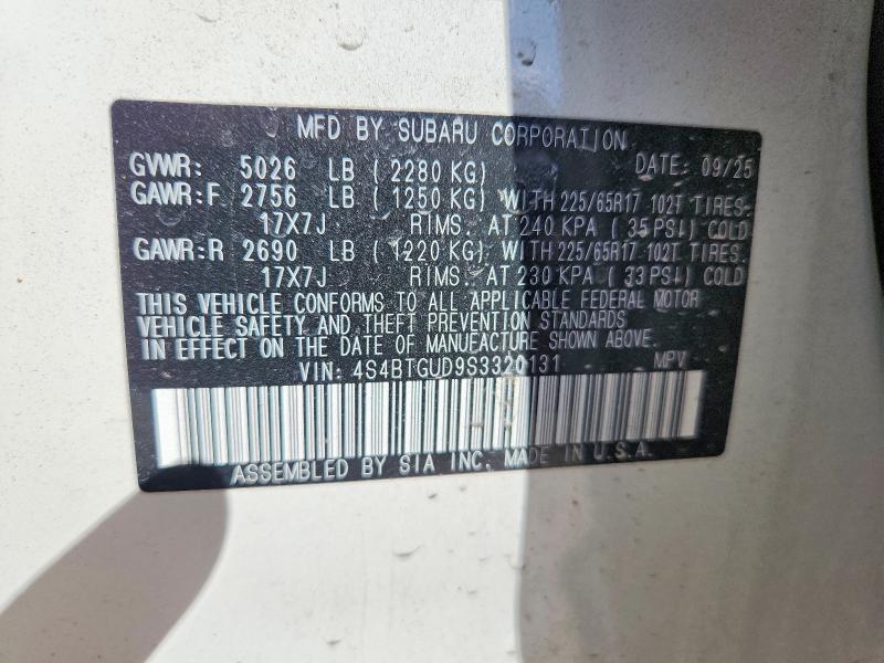 Продаж на аукціоні авто 2025 Subaru Outback, vin: 4S4BTGUD9S3320131, номер лоту: 50928466