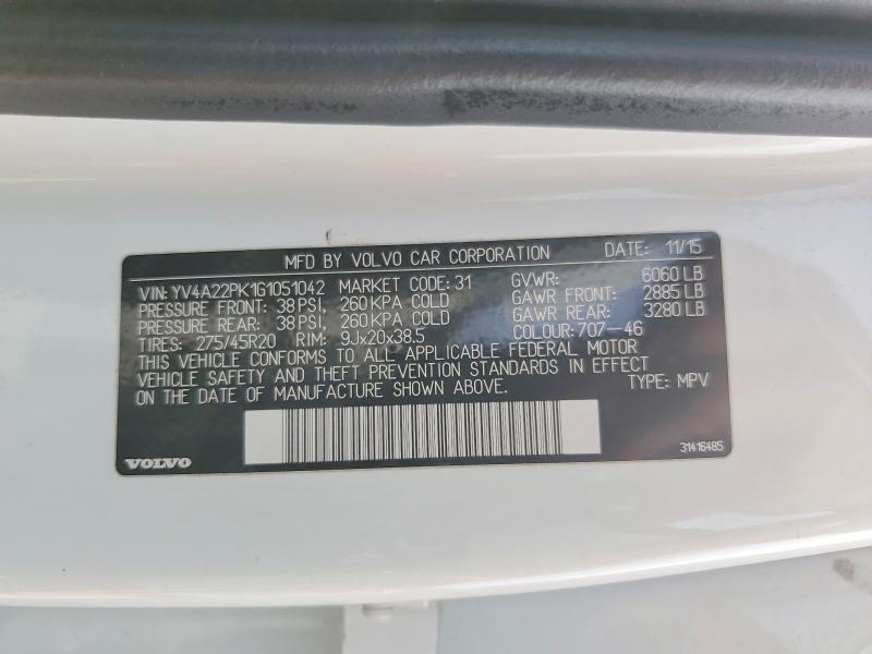 Продажа на аукционе авто 2016 Volvo Xc90, vin: YV4A22PK1G1051042, номер лота: 51500196