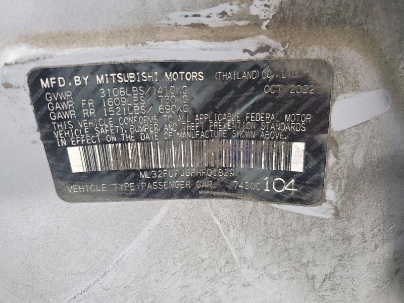 2023 Mitsubishi Mirage მანქანა იყიდება აუქციონზე, vin: ML32FUFJ6PHF01829, აუქციონის ნომერი: 48507646