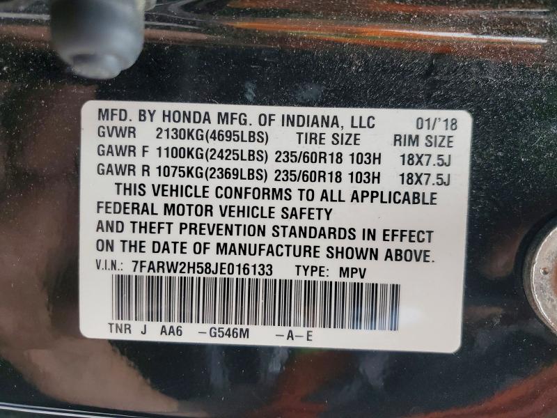 Продаж на аукціоні авто 2018 Honda Cr-v, vin: 7FARW2H58JE016133, номер лоту: 50805076