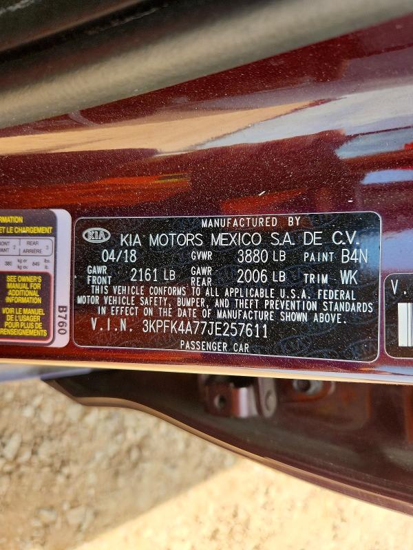 Aukcja sprzedaży 2018 Kia Forte, vin: 3KPFK4A77JE257611, numer aukcji: 49646416