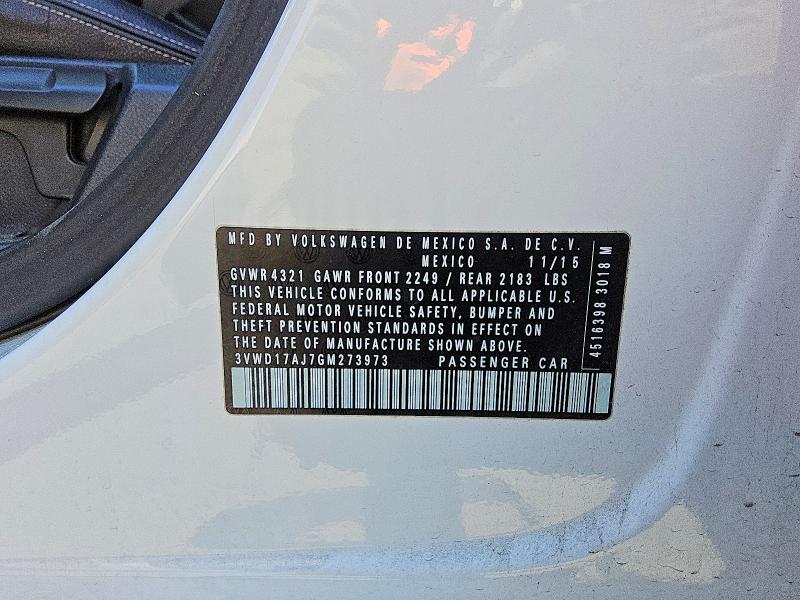 Продаж на аукціоні авто 2016 Volkswagen Jetta, vin: 3VWD17AJ7GM273973, номер лоту: 51038406