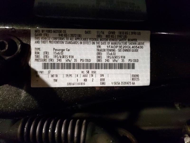 2016 Ford Focus მანქანა იყიდება აუქციონზე, vin: 1FADP3E20GL405430, აუქციონის ნომერი: 50404136