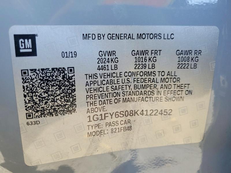Aukcja sprzedaży 2019 Chevrolet Bolt Ev, vin: 1G1FY6S08K4122452, numer aukcji: 49000946