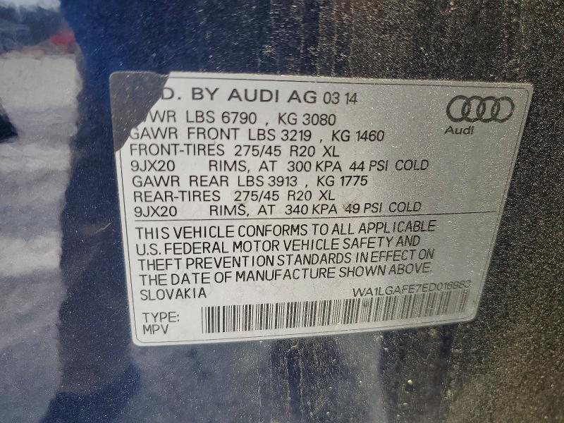 Продаж на аукціоні авто 2014 Audi Q7, vin: WA1LGAFE7ED016983, номер лоту: 52029626