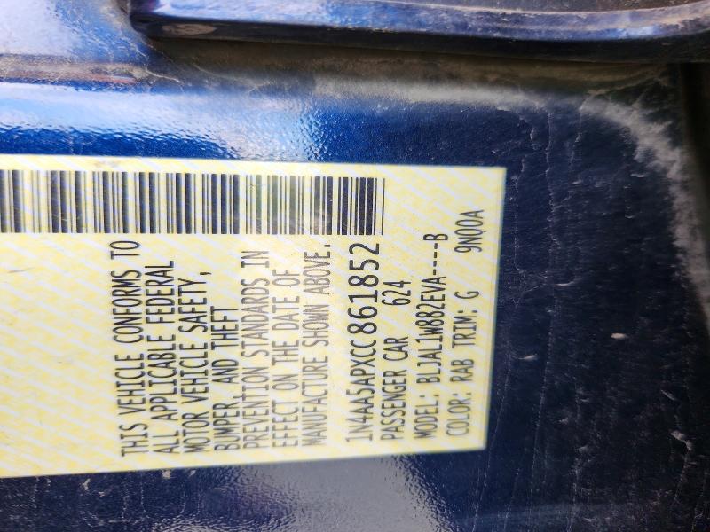50305406 :رقم المزاد ، 1N4AA5APXCC861852 vin ، 2012 Nissan Maxima مزاد بيع