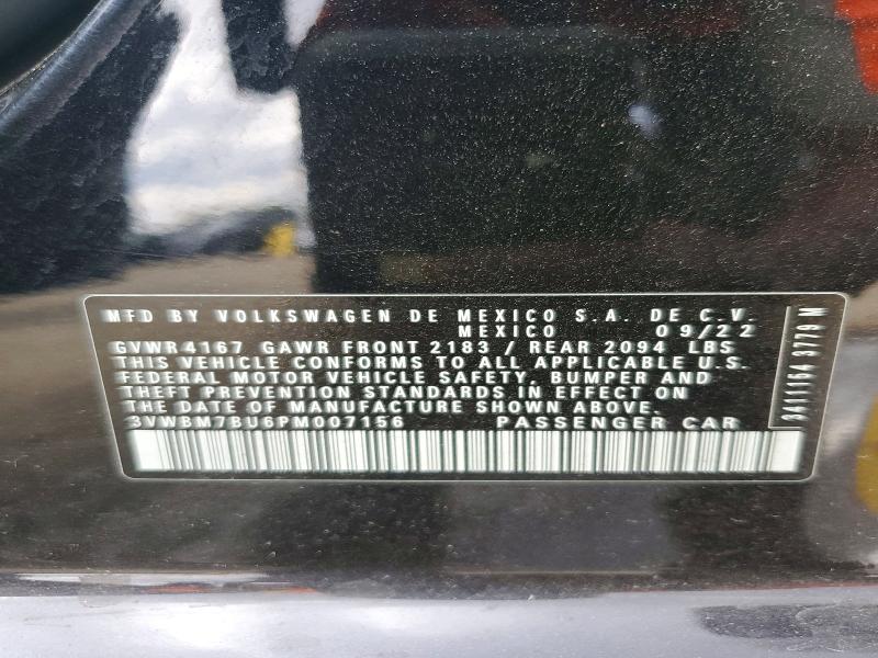 50106136 :رقم المزاد ، 3VWBM7BU6PM007156 vin ، 2023 Volkswagen Jetta مزاد بيع