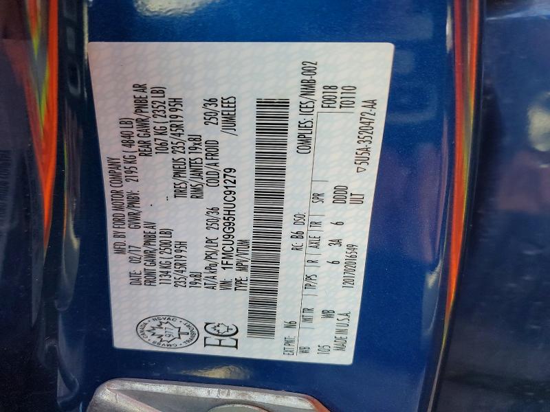 Aukcja sprzedaży 2017 Ford Escape, vin: 1FMCU9G95HUC91279, numer aukcji: 48716596