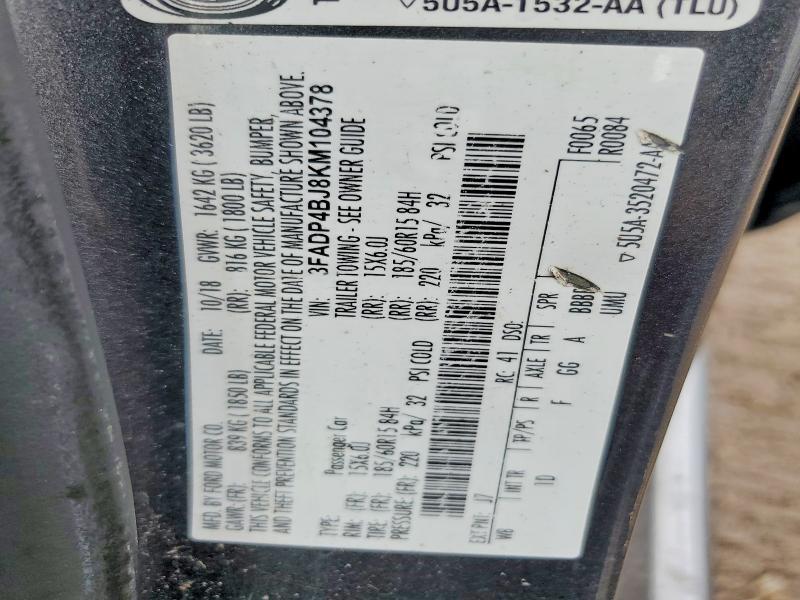 Aukcja sprzedaży 2019 Ford Fiesta, vin: 3FADP4BJ8KM104378, numer aukcji: 48458516