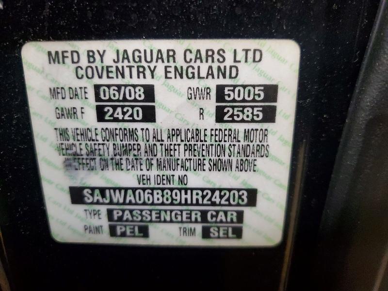 2009 Jaguar Xf მანქანა იყიდება აუქციონზე, vin: SAJWA06B89HR24203, აუქციონის ნომერი: 51067056