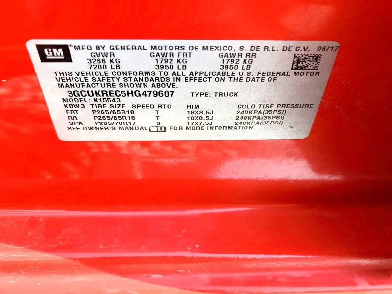 Aukcja sprzedaży 2017 Chevrolet Silverado, vin: 3GCUKREC5HG479607, numer aukcji: 49116546
