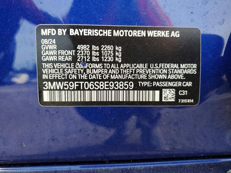 48281686 :رقم المزاد ، 3MW59FT06S8E93859 vin ، 2025 Bmw M340i مزاد بيع