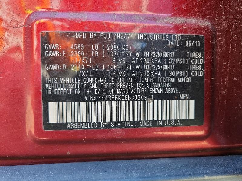 Aukcja sprzedaży 2011 Subaru Outback, vin: 4S4BRBKC8B3320973, numer aukcji: 51883246
