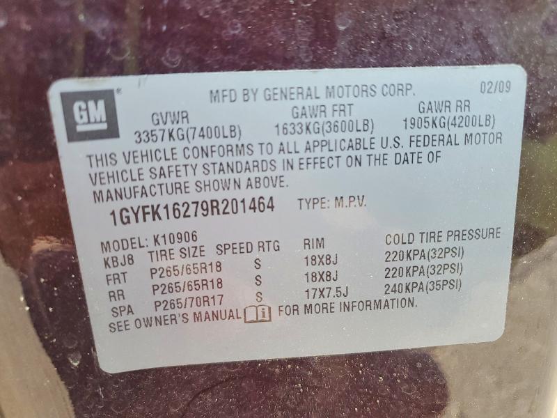 Продаж на аукціоні авто 2009 Cadillac Escalade, vin: 1GYFK16279R201464, номер лоту: 48245516