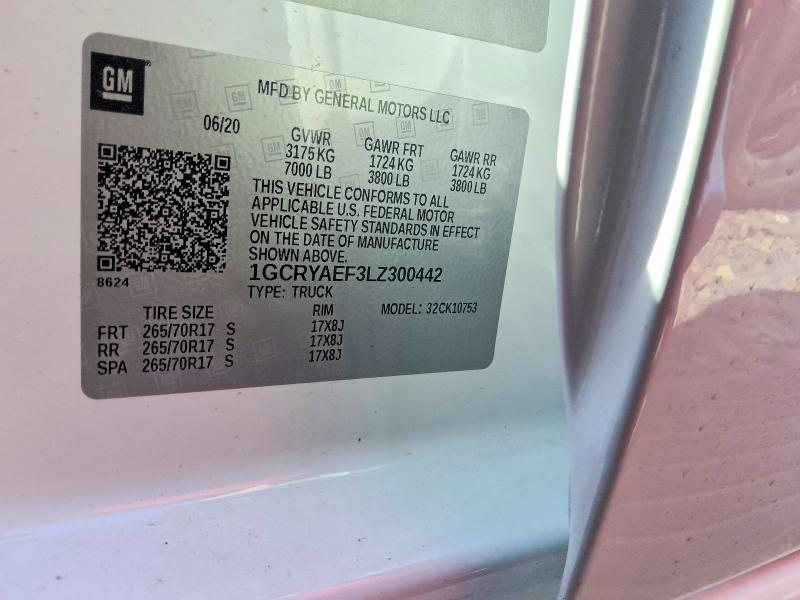50707876 :رقم المزاد ، 1GCRYAEF3LZ300442 vin ، 2020 Chevrolet Silverado مزاد بيع
