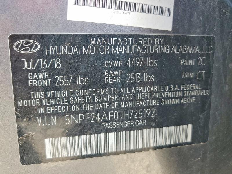 49048406 :رقم المزاد ، 5NPE24AF0JH725192 vin ، 2018 Hyundai Sonata مزاد بيع