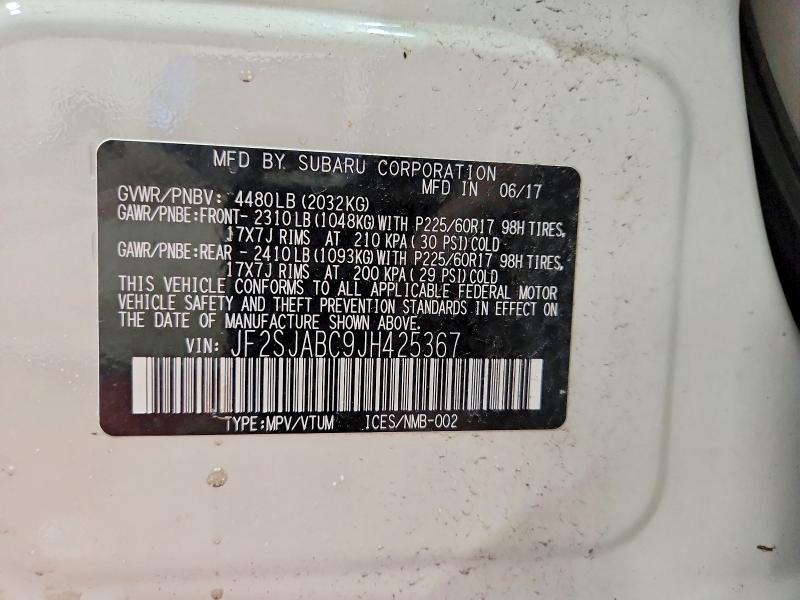 Продажа на аукционе авто 2018 Subaru Forester, vin: JF2SJABC9JH425367, номер лота: 50786206