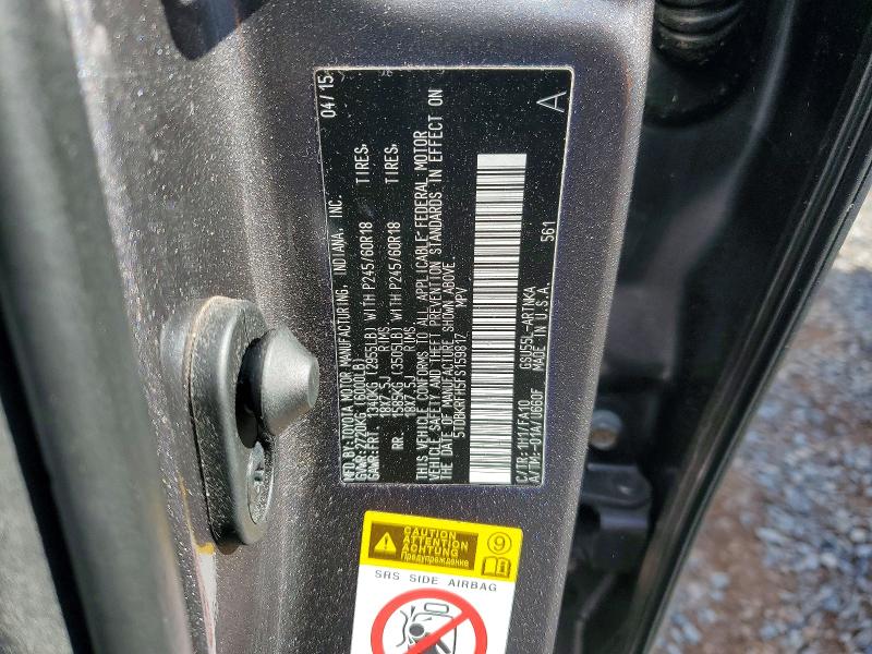 Aukcja sprzedaży 2015 Toyota Highlander, vin: 5TDBKRFH5FS159817, numer aukcji: 50284326