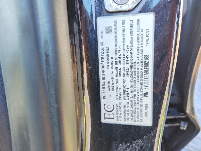 Продаж на аукціоні авто 2020 Tesla Model 3, vin: 5YJ3E1EA9LF802168, номер лоту: 50244966