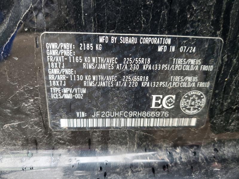 51860236 :رقم المزاد ، JF2GUHFC9RH866976 vin ، 2024 Subaru Crosstrek مزاد بيع