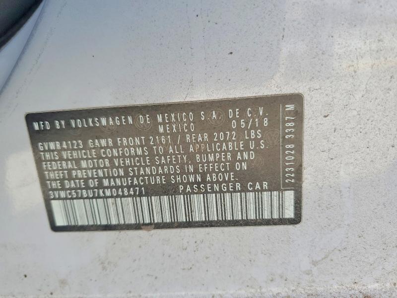 51409286 :رقم المزاد ، 3VWC57BU7KM048471 vin ، 2019 Volkswagen Jetta مزاد بيع