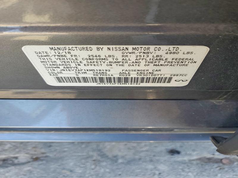 Aukcja sprzedaży 2019 Infiniti Q50, vin: JN1EV7AP1KM518192, numer aukcji: 49661496