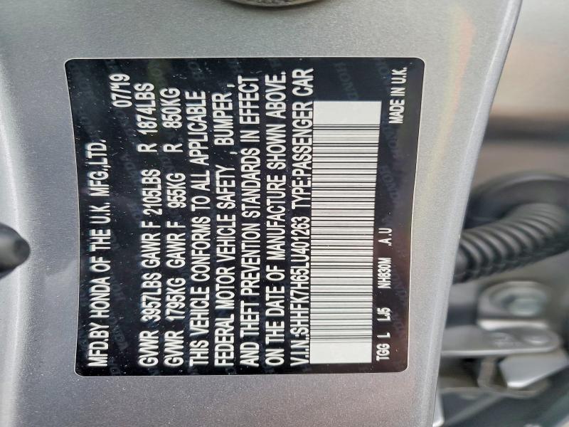 Продаж на аукціоні авто 2020 Honda Civic, vin: SHHFK7H65LU401263, номер лоту: 50623496