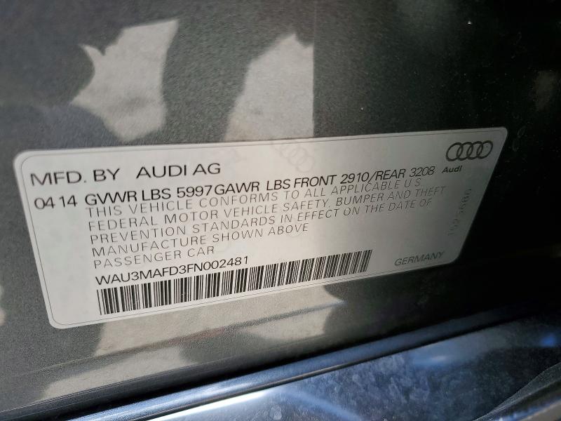 49878956 :رقم المزاد ، WAU3MAFD3FN002481 vin ، 2015 Audi A8 مزاد بيع