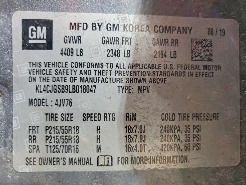 Aukcja sprzedaży 2020 Buick Encore, vin: KL4CJGSB9LB018047, numer aukcji: 49907196
