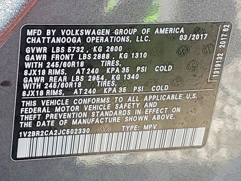Aukcja sprzedaży 2018 Volkswagen Atlas, vin: 1V2BR2CA2JC502330, numer aukcji: 49479646
