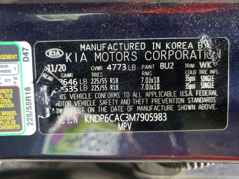 Продажа на аукционе авто 2021 Kia Sportage, vin: KNDP6CAC3M7905983, номер лота: 51561296