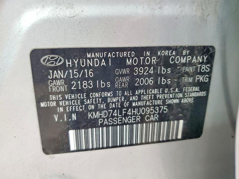 Auction sale of the 2017 Hyundai Elantra, vin: KMHD74LF4HU095375, lot number: 49125716