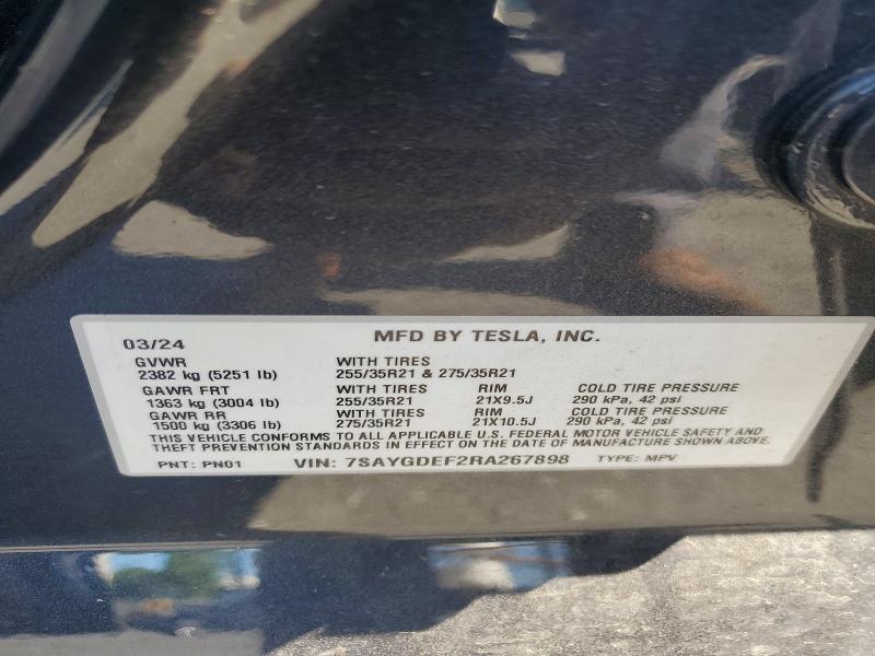2024 Tesla Model Y მანქანა იყიდება აუქციონზე, vin: 7SAYGDEF2RA267898, აუქციონის ნომერი: 49139936