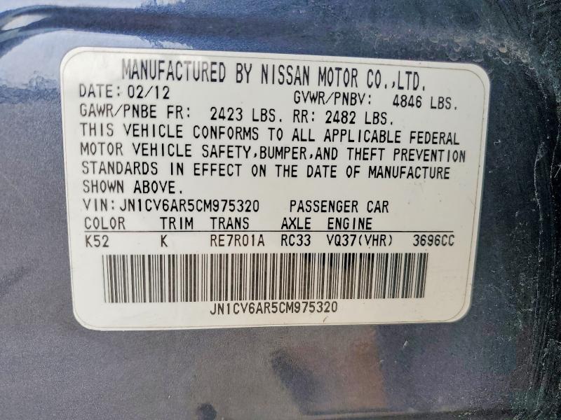 45672806 :رقم المزاد ، JN1CV6AR5CM975320 vin ، 2012 Infiniti G37 مزاد بيع