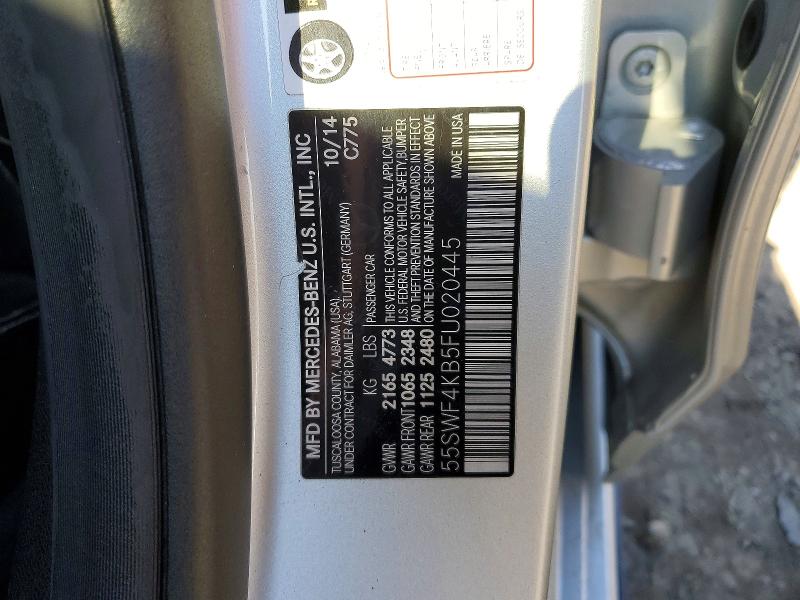 2015 Mercedes-benz C მანქანა იყიდება აუქციონზე, vin: 55SWF4KB5FU020445, აუქციონის ნომერი: 49016816