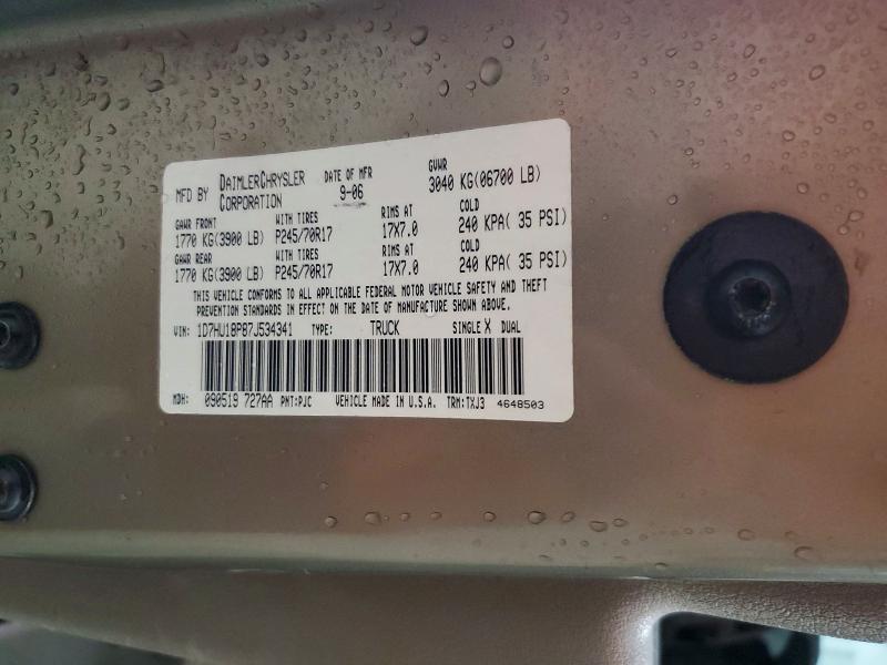 Продажа на аукционе авто 2007 Dodge Ram 1500, vin: 1D7HU18P87J534341, номер лота: 48774486