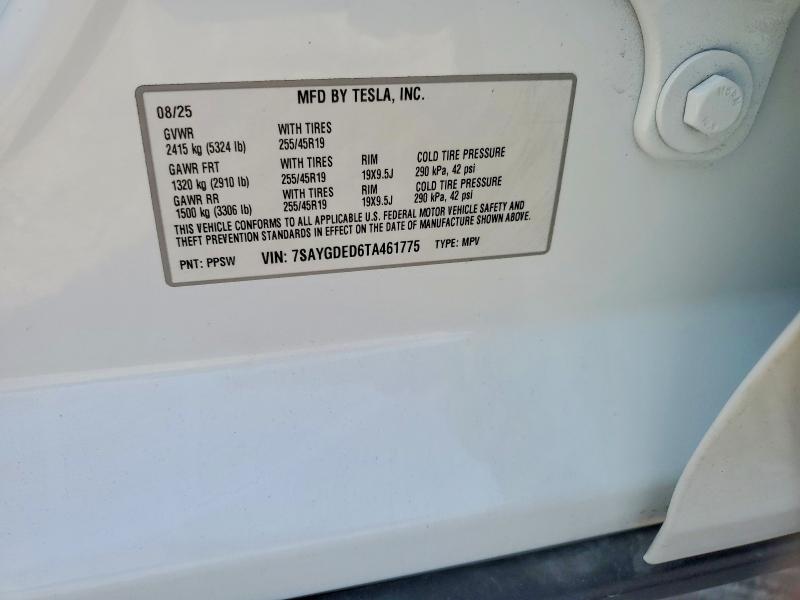 49377076 :رقم المزاد ، 7SAYGDED6TA461775 vin ، 2026 Tesla Model Y مزاد بيع