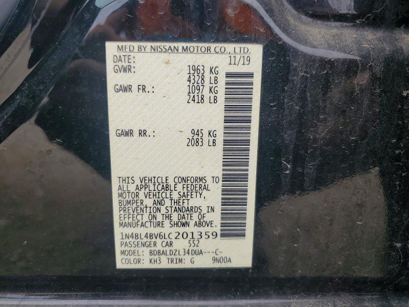Продажа на аукционе авто 2020 Nissan Altima, vin: 1N4BL4BV6LC201359, номер лота: 50073486