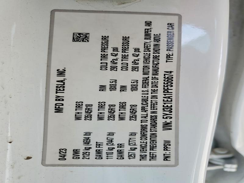 Aukcja sprzedaży 2023 Tesla Model 3, vin: 5YJ3E1EA1PF556674, numer aukcji: 51489876