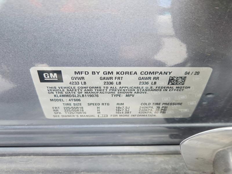 2020 Buick Encore Gx მანქანა იყიდება აუქციონზე, vin: KL4MMDSL2LB119076, აუქციონის ნომერი: 51860566