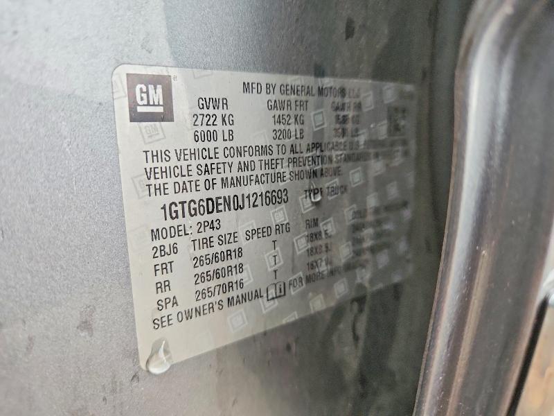 2018 Gmc Canyon მანქანა იყიდება აუქციონზე, vin: 1GTG6DEN0J1216693, აუქციონის ნომერი: 50675136