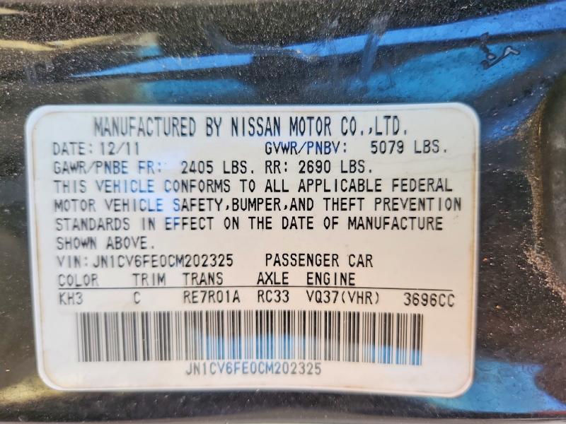 Aukcja sprzedaży 2012 Infiniti G37 Convertible, vin: JN1CV6FE0CM202325, numer aukcji: 49140516