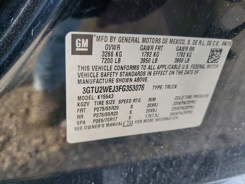 Aukcja sprzedaży 2015 Gmc Sierra, vin: 3GTU2WEJ3FG353076, numer aukcji: 51767696