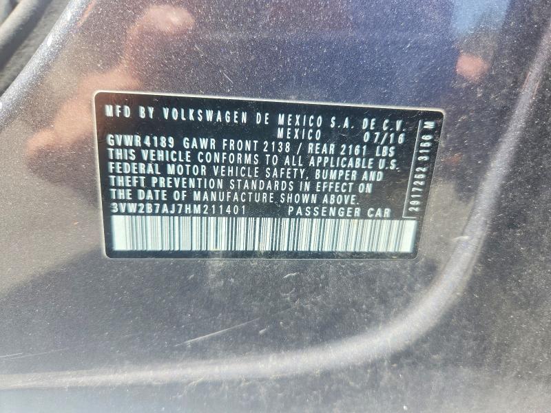 Aukcja sprzedaży 2017 Volkswagen Jetta, vin: 3VW2B7AJ7HM211401, numer aukcji: 51582536