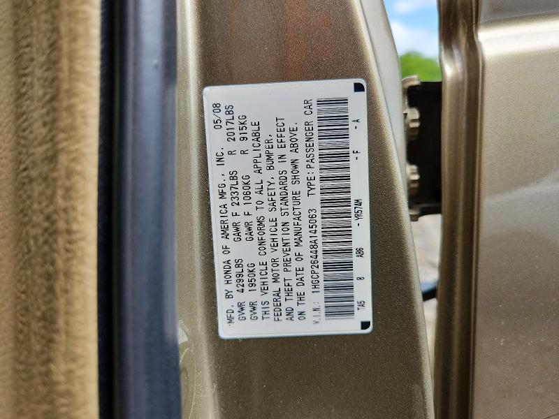 Aukcja sprzedaży 2008 Honda Accord, vin: 1HGCP26448A145063, numer aukcji: 50361626