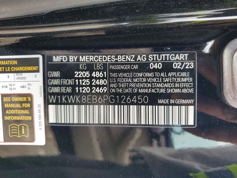 2023 Mercedes-benz C მანქანა იყიდება აუქციონზე, vin: W1KWK8EB6PG126450, აუქციონის ნომერი: 51312246