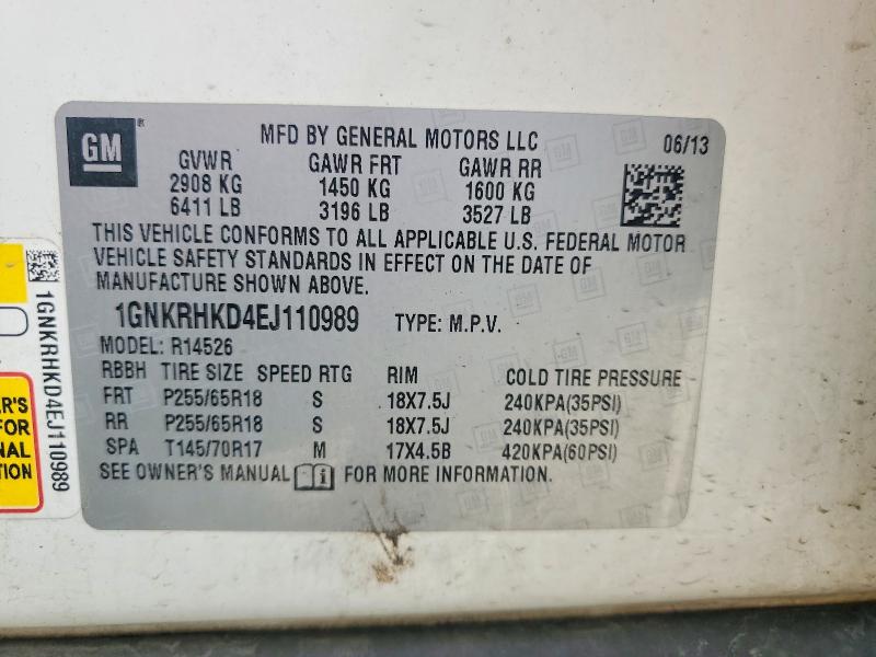 Продаж на аукціоні авто 2014 Chevrolet Traverse, vin: 1GNKRHKD4EJ110989, номер лоту: 49533466