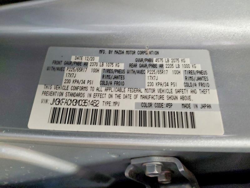Aukcja sprzedaży 2021 Mazda Cx-5, vin: JM3KFACM3M0351462, numer aukcji: 50732276